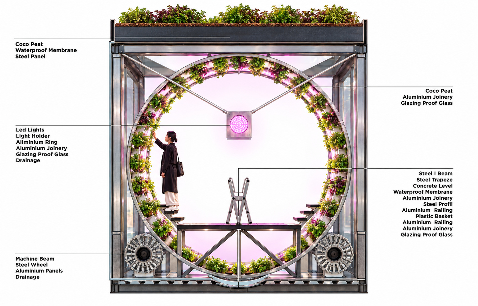 Rotating Farming Module System Section